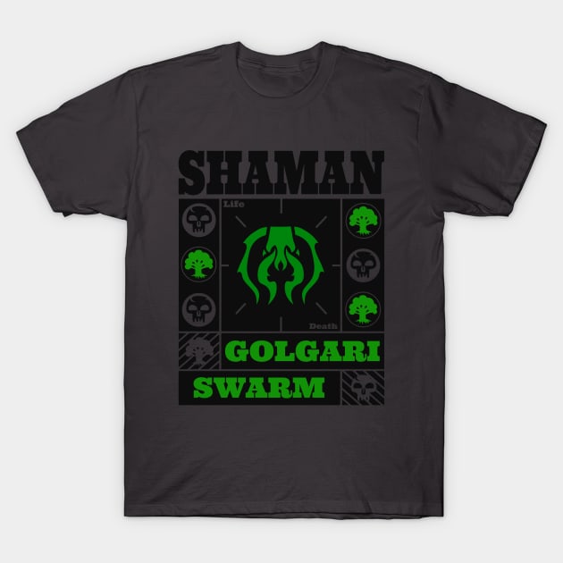 Golgari Swarm | SHAMAN | MTG Ravnica Guild Green & Black Design T-Shirt by ChristophZombie